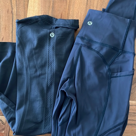 navy lululemon leggings with pockets size 2 - Picture 3 of 3